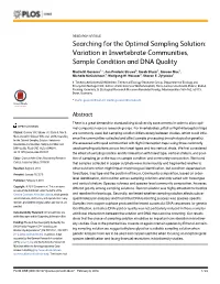 Variation in Invertebrate Communities, Sample Condition and DNA Quality