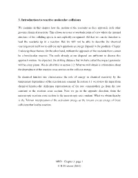 3. Introduction to Reactive Molecular Collisions