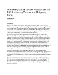 Community-Driven Civilian Protection in the DRC: Preventing Violence and Mitigating Harm