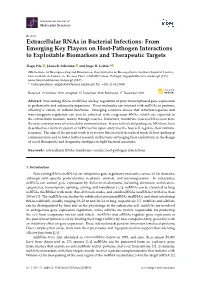 Extracellular Rnas in Bacterial Infections: from Emerging Key Players on Host-Pathogen Interactions to Exploitable Biomarkers and Therapeutic Targets