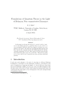 Foundations of Quantum Theory in the Light of Bohmian Non-Commutative Dynamics