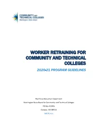 FY21 Worker Retraining Guidelines for Community And