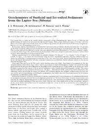 Geochemistry of Surficial and Ice-Rafted Sediments from The