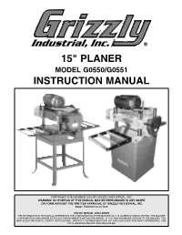 15" Planer Instruction Manual