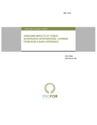 Assessing Impacts of Forest Governance Interventions: Learning from World Bank Experience
