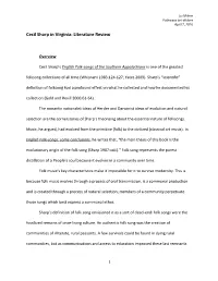 Cecil Sharp in Virginia: Literature Review