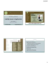 Liability Issues in Agritourism