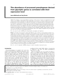 The Abundance of Processed Pseudogenes Derived from Glycolytic Genes Is Correlated with Their Expression Level