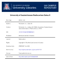 University of Saskatchewan Radiocarbon Dates II