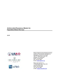 Antimicrobial Resistance Module for Population-Based Surveys