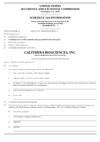 CALITHERA BIOSCIENCES, INC. (Name of Registrant As Specified in Its Charter)