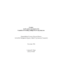 Crambe: an Economic Assessment of the Feasibility of Providing Multiple-Peril Crop Insurance