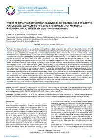 Effect of Dietary Substitution of Cod Liver