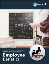 Employee Learn More At: Benefits Table of Contents