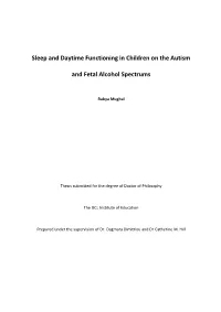 Sleep and Daytime Functioning in Children on the Autism and Fetal