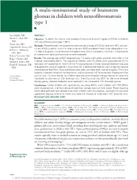 A Multi-Institutional Study of Brainstem Gliomas in Children with Neurofibromatosis Type 1