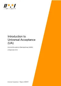 Introduction to Universal Acceptance (UA)