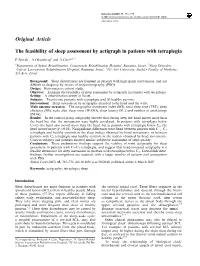 The Feasibility of Sleep Assessment by Actigraph in Patients with Tetraplegia
