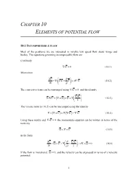 Chapter 10 Elements of Potential Flow ( )