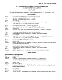 Correspondence and Media Coverage of Interest Between April 26, 2021 and May 10, 2021 Correspondence