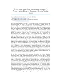 Giving Away More Than Your Genome Sequence?: Privacy in the Direct-To-Consumer Genetic Testing Space