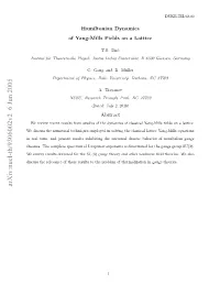 Hamiltonian Dynamics of Yang-Mills Fields on a Lattice