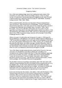 Scots and of Edinburgh-Educated Englishmen Who Were Involved in Either Governing Or Teaching at the University (H