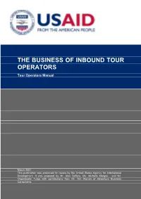 THE BUSINESS of INBOUND TOUR OPERATORS Tour Operators Manual