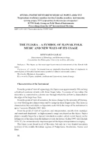 The Fujara – a Symbol of Slovak Folk Music and New Ways of Its Usage
