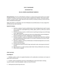 Port of Woodland Job Description On-Call