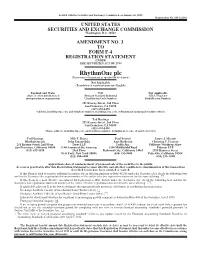 Rhythmone Plc (Exact Name of Registrant As Specified in Its Charter) Not Applicable (Translation of Registrant Name Into English)