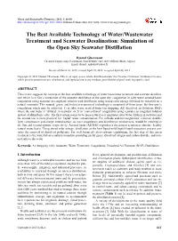 Simulation of the Open Sky Seawater Distillation