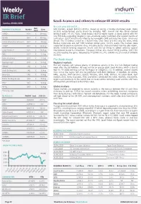 IR Brief Saudi Aramco and Others to Release 1H 2020 Results Sunday, 09.08.2020 in Case You Missed It
