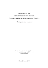 Measures for the Effective Implementation of the Bangalore