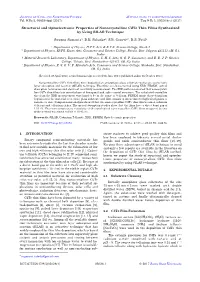 Structural and Optoelectronic Properties of Nanocrystalline Cdte Thin Films Synthesized by Using SILAR Technique
