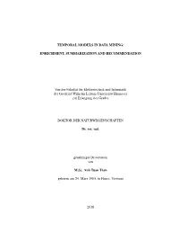 Temporal Models in Data Mining