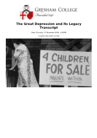 The Great Depression and Its Legacy Transcript