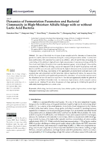 Dynamics of Fermentation Parameters and Bacterial Community in High-Moisture Alfalfa Silage with Or Without Lactic Acid Bacteria
