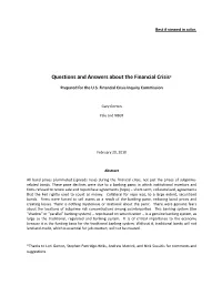 Questions and Answers About the Financial Crisis*
