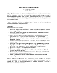 Time Clock Policy & Procedures