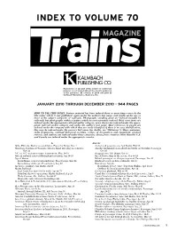 Trains 2010 Index