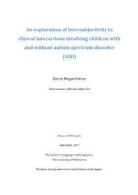 An Exploration of Intersubjectivity in Clinical Interactions Involving Children with and Without Autism Spectrum Disorder (ASD)