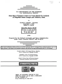 Data Base of Impact Craters on Venus Based on Analysis of Magellan Radar Images and Altimetry Data