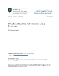 Detection of Bacterial Retroelements Using Genomics Sen Mu East Tennessee State University
