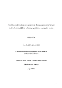 Mandibular Distraction Osteogenesis in the Management of Airway Obstruction in Children with Micrognathia: a Systematic Review