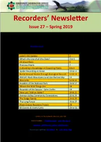 Recorders' Newsletter