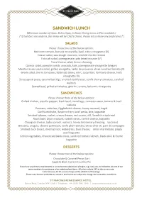 SANDWICH LUNCH (Minimum Number of 5Pax