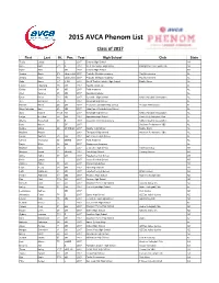2015 AVCA Phenom List