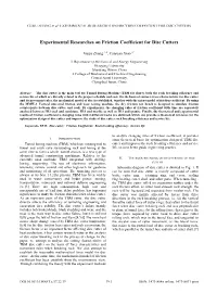 Experimental Researches on Friction Coefficient for Disc Cutters