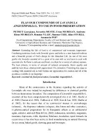 Flavour Compounds of Lavandula Angustifolia L. to Use in Food Preservation